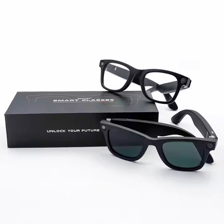 Sanvnet GS3 Smart Glasses โ 8MP 4K Camera | AI Assistant | Wi-Fi Transfer | Music & Call | Gesture Control Sanvnet GS3 Smart Glasses โ 8MP 4K Camera | AI Assistant | Wi-Fi Transfer | Music & Call | Gesture Control